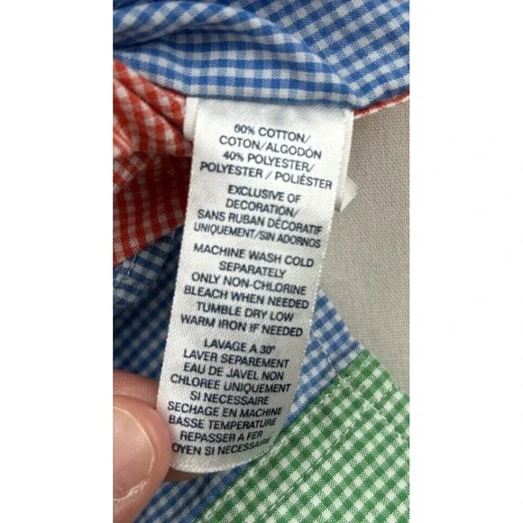 Chaps‎ Mens Large Easy Care Gingham Shirt Colorblock Green Blue Red Long Sleeve - Picture 11 of 12
